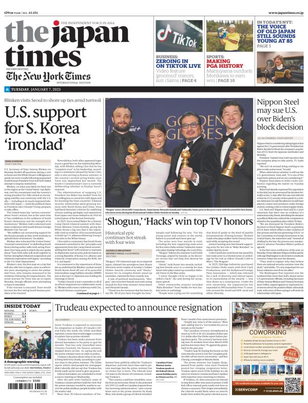 Prima-pagina-The-Japan-Times-oggi-edizione-di-oggi-20250107